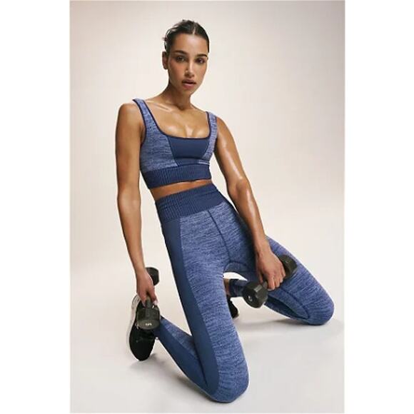 NWOT Free People Movement Navy Good Karma Square-Neck Space Dye Bra XS - Picture 3 of 7